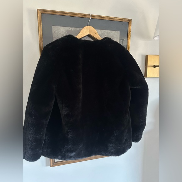 GAP Black Faux Fur Puffer Teddy Coat sz S - Picture 9 of 9